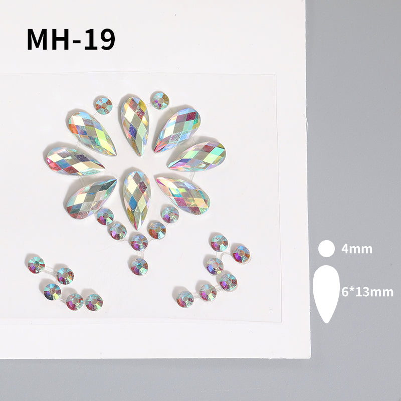 Butterfly Rhinestone Tear Eye Paste Pearl Glue Eyebrow Paste Eye Paste Forehead Face Paste Rhinestone Resin Gem Nail DIY