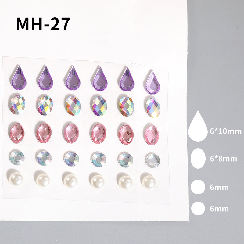 Butterfly Rhinestone Tear Eye Paste Pearl Glue Eyebrow Paste Eye Paste Forehead Face Paste Rhinestone Resin Gem Nail DIY