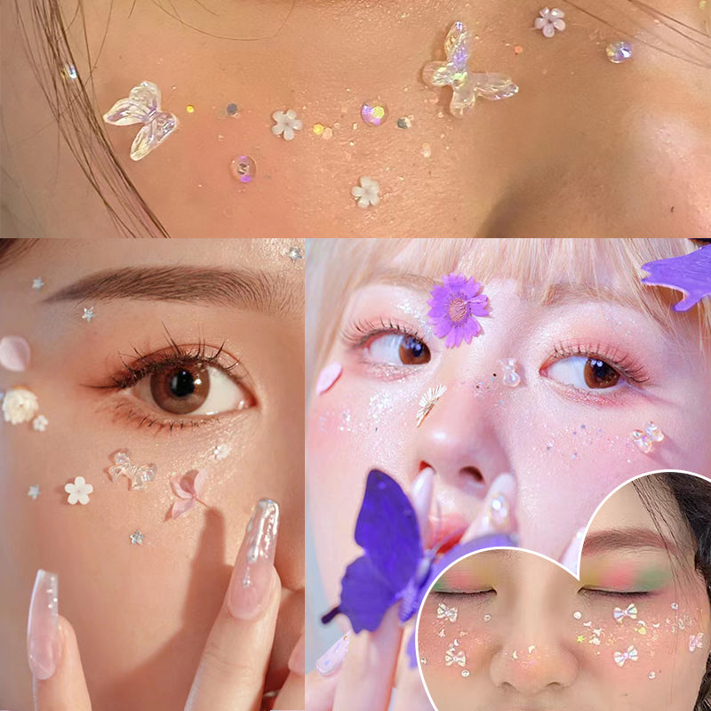 Butterfly Rhinestone Tear Eye Paste Pearl Glue Eyebrow Paste Eye Paste Forehead Face Paste Rhinestone Resin Gem Nail DIY