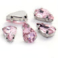 50pcs 5*8/6*10mm Thin Drop Sew On Rhinestone With Silver Claw Crystal for Dress Shoes Crafts