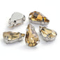 50pcs 5*8/6*10mm Thin Drop Sew On Rhinestone With Silver Claw Crystal for Dress Shoes Crafts