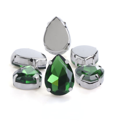 50pcs 10*14/13*18mm Sew on Rhinestone Glass Crystal with Silver Claw Stones for Cloth Making