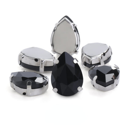 50pcs 10*14/13*18mm Sew on Rhinestone Glass Crystal with Silver Claw Stones for Cloth Making