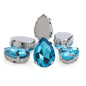 50pcs 10*14/13*18mm Sew on Rhinestone Glass Crystal with Silver Claw Stones for Cloth Making