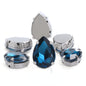 50pcs 10*14/13*18mm Sew on Rhinestone Glass Crystal with Silver Claw Stones for Cloth Making