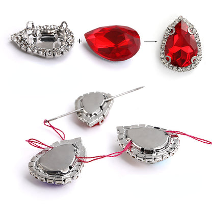 13*18mm Drop Shape Crystal Hand Sewing Rhinestones with Gold/Silver Bottom for Clothing Garment