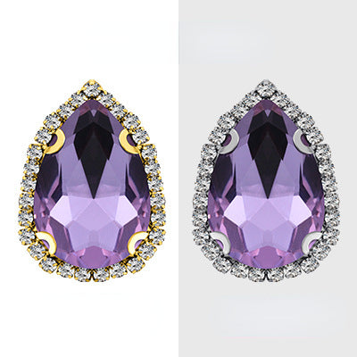 13*18mm Drop Shape Crystal Hand Sewing Rhinestones with Gold/Silver Bottom for Clothing Garment