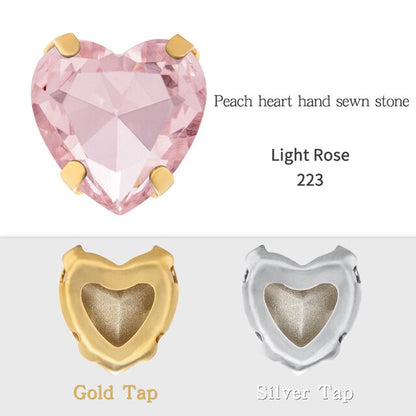 Heart Shape Glass Pointback K9 Crystal with Gold Bottom Sew on Rhinestone DIY Clothing Decoration