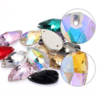7 * 12Mm water drop flat buckle handmade perforated hand sewn drill clothing accessories high-grade rhinestone water drop hand sewn stone