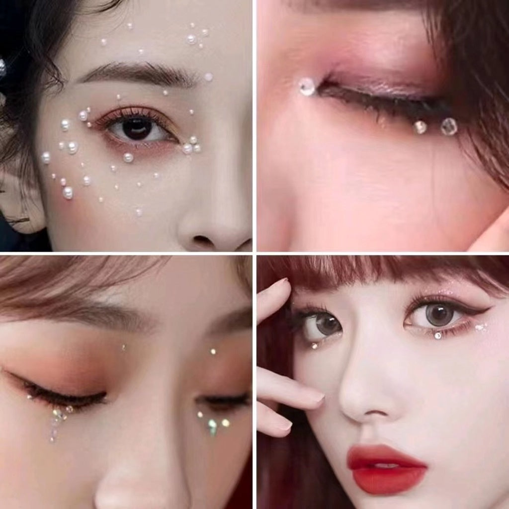 Cross-Border Hot Sell Face Rhinestone Diamond Sticker Eyebrow Eye Pad Forehead Face Decoration Acrylic Crystal Sticker Party Diamond Sticker