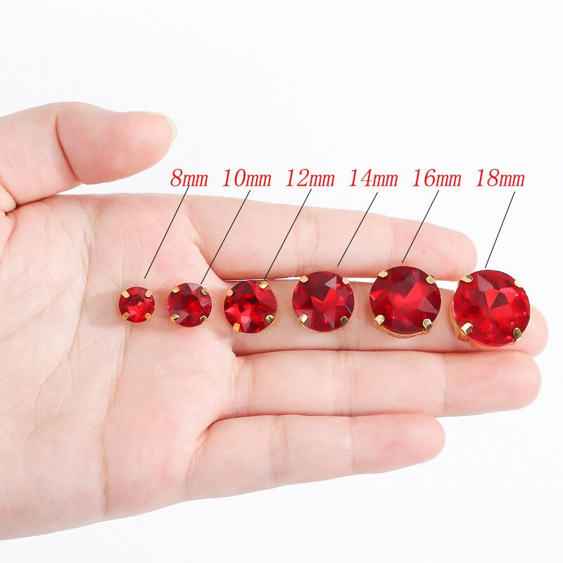 8/10mm 50pcs Round Rhinestones With Golden Claw for Dress Sew On Crystal Stone for Crafts Rhinestones Embellishments