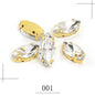 20pcs Leaf Shape Glass Rhinestones with Gold Bottom Horse Eye Claw Rhinestone Quadangle Glass Claw Hand Sewn Crystal Diy Clothing Shoes Bag Accessories 4*15mm/7*15mm