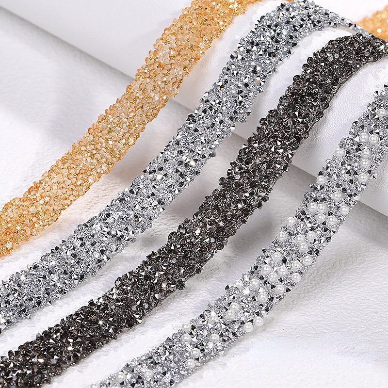 Resin Strip with Costume Rhinestone Strip Patch with Back Rubber Crystal Lace Diy Handmade Jewelry Accessories