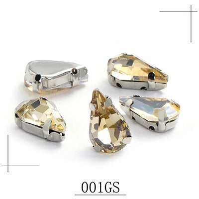 20pcs 5x8mm 6x10mm Drop Crystal Stone With silver bottom Rhinestone for Sewing on Clothes Sewn on Rhinestone for Needlework