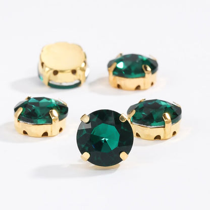 8/10mm 50pcs Round Rhinestones With Golden Claw for Dress Sew On Crystal Stone for Crafts Rhinestones Embellishments