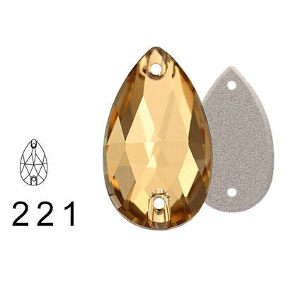 7 * 12Mm water drop flat buckle handmade perforated hand sewn drill clothing accessories high-grade rhinestone water drop hand sewn stone