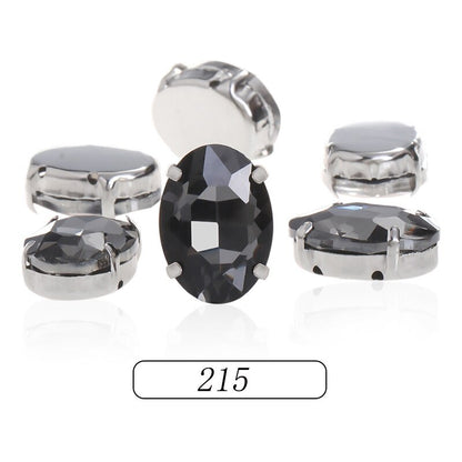 6*8/8*10mm Oval Shape Glass Rhinestones With Silver Sew On Crystal Stone Strass Diamond For Clothes Dress