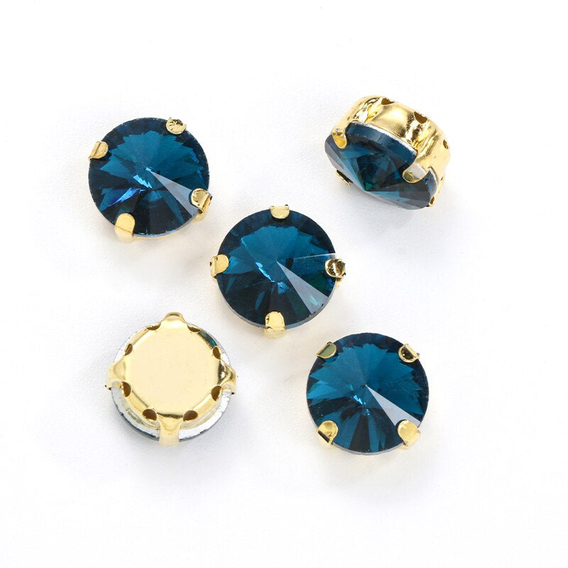 10/12mm Round Glass Rhinestones With Claw Sew On Crystal Stone Strass Diamond For Clothes Needlework DIY