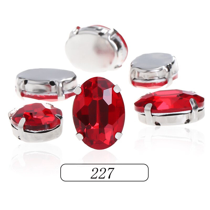 6*8/8*10mm Oval Shape Glass Rhinestones With Silver Sew On Crystal Stone Strass Diamond For Clothes Dress