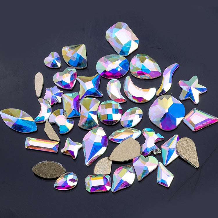 Special-Shaped Nail Beauty Flat Back Rhinestone Crystal AB Color Nail Crystal Color Glass Super Flash DIY Nail Ornament