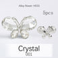 TonyBead 5Pcs Crafts Butterfly Rhinestone Appliques Jewelry Charms Handmade Trendy Glue on Glass Decorations Big Crystal AccessoriesBarang kemas，Kelengkapan