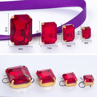 Rectangle Shape 10X14 13X18mm Glass Rhinestones With Claw Sew On Stone Strass Diamond For Clothes Rhinestones for Crystal Crafts