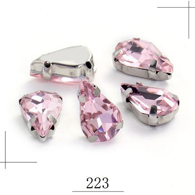 20pcs 5x8/6x10mm Drop Crystal Stone With silver bottom Rhinestone for Sewing on Clothes Sewn on Rhinestone for Needlework