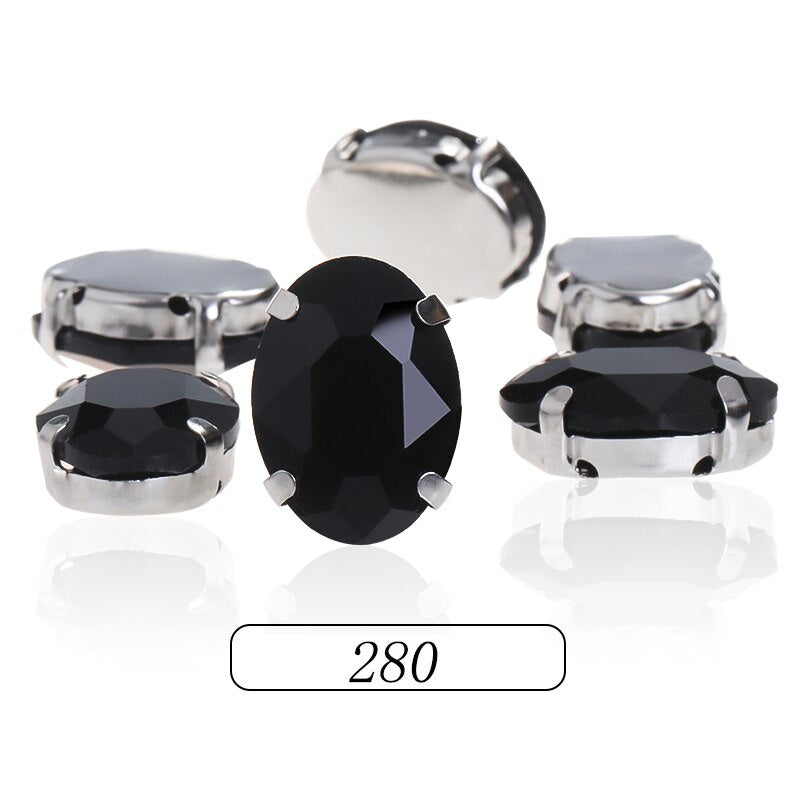 6*8/8*10mm Oval Shape Glass Rhinestones With Silver Sew On Crystal Stone Strass Diamond For Clothes Dress