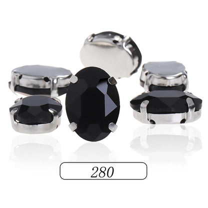 6*8/8*10mm Oval Shape Glass Rhinestones With Silver Sew On Crystal Stone Strass Diamond For Clothes Dress