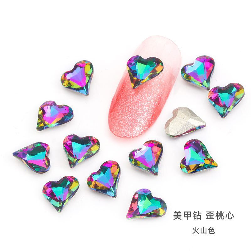 10pcs Rhinestones Nails Accessories Hearts Glass Parts Supplies Luxury Nail sticker Zircon Wholesale Crystals Glitters Jewelry