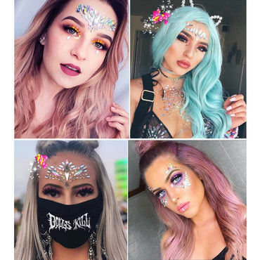 EDM Electronic Music Festival Face Pasters Eyebrow Stick-on Crystals Resin Drill Carnival Diamond Sticker Masquerade Face Decoration