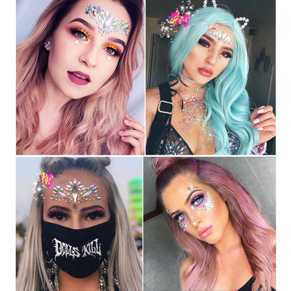 EDM Electronic Music Festival Face Pasters Eyebrow Stick-on Crystals Resin Drill Carnival Diamond Sticker Masquerade Face Decoration