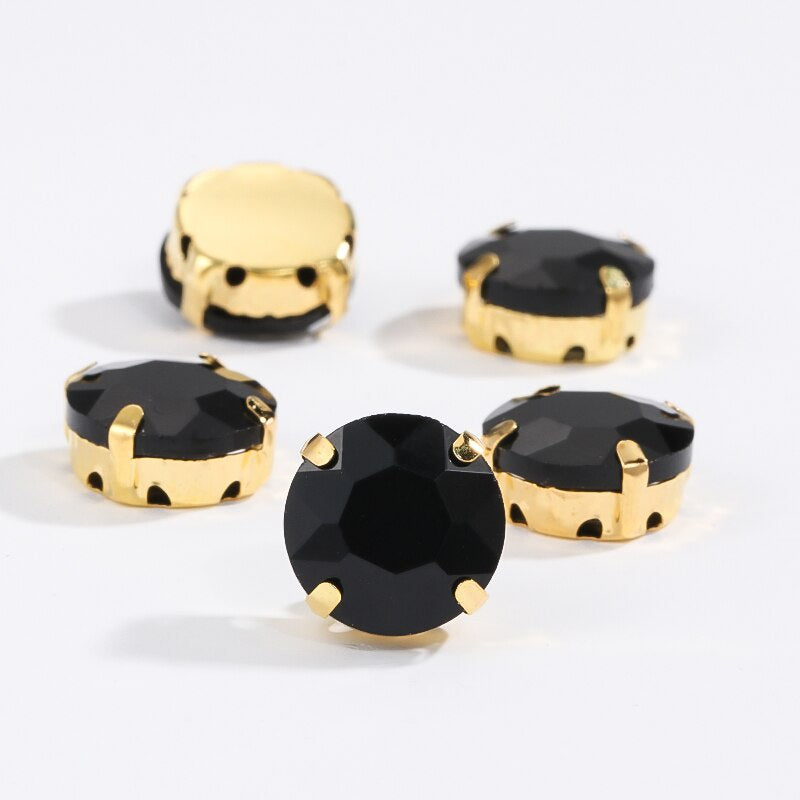8/10mm 50pcs Round Rhinestones With Golden Claw for Dress Sew On Crystal Stone for Crafts Rhinestones Embellishments