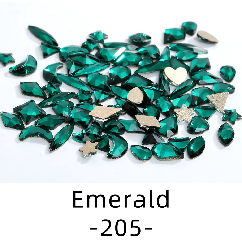 50pcs Flat Back Crystal Nail Parts Hearts 50 Pieces 3D Glass Rhinestones for Needlework Decoration Glitter Gems Design Fac
