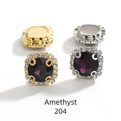 10pcs Gemstone Flower Rhinestone Round Crystal Pointback Strass Jewerlry Stone With Claw DIY Sewing Buttons In Clothes