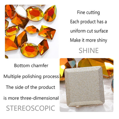 TonyBead 20Pcs Mixed Shape Flatback Stone Gem Glass Nail Art Rhinestone For Jewelry Making Loose Strass Crystal Nail Accessories Nail Drill kuku