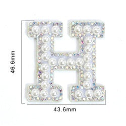 TonyBead 26 English Alphabet A-Z Pearl Letter Patches Rhinestone Patch Sewing On Patches Stripe Badge DIY Name