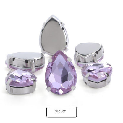 20*30mm 10pcs Drop Shape Glass Rhinestones with Claw Sew on Teardrop Crystal Stone Diamond Metal Base