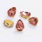6×8mm 50pcs Mini Drop Rhinestone with Golden/White K Claw Sewn Into Clothes, with Holes At The Bottom