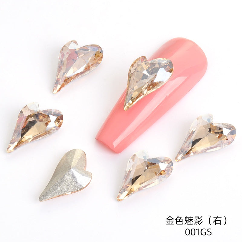 Crystal K9 Sweet Heart Point Back 15mm Ab Heart K9 Crystal Rhinestones For Nail Decorations