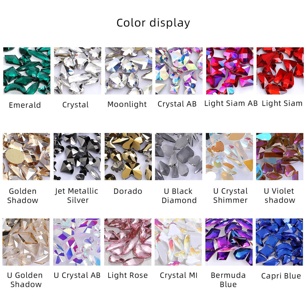 50pcs Flat Back Crystal Nail Parts Hearts 50 Pieces 3D Glass Rhinestones for Needlework Decoration Glitter Gems Design Fac