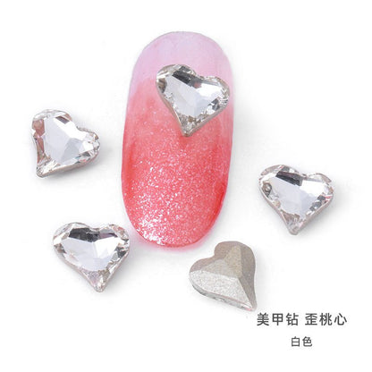 10pcs Rhinestones Nails Accessories Hearts Glass Parts Supplies Luxury Nail sticker Zircon Wholesale Crystals Glitters Jewelry