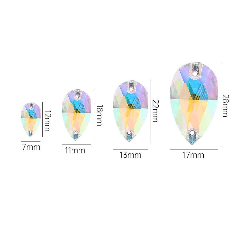 7 * 12Mm water drop flat buckle handmade perforated hand sewn drill clothing accessories high-grade rhinestone water drop hand sewn stone