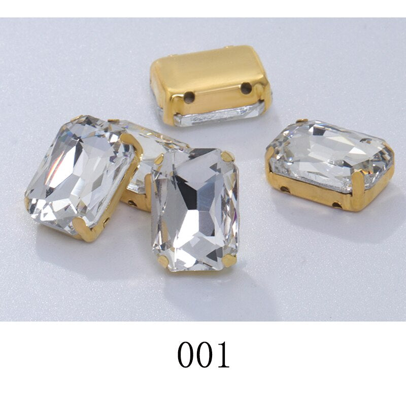 Rectangle Shape 10X14 13X18mm Glass Rhinestones With Claw Sew On Stone Strass Diamond For Clothes Rhinestones for Crystal Crafts