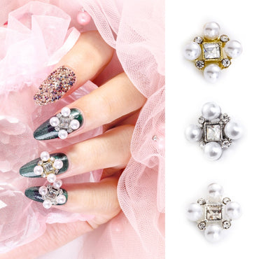 3D Nail Art Alloy Pearl 3PCS Kawaii Colorful Design Alloy Accessories Rhinestone Nail Charm