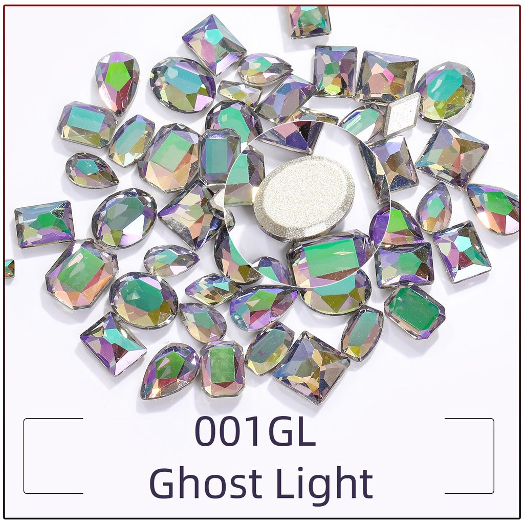 TonyBead 20Pcs Mixed Shape Flatback Stone Gem Glass Nail Art Rhinestone For Jewelry Making Loose Strass Crystal Nail Accessories Nail Drill kuku