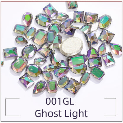 TonyBead 20Pcs Mixed Shape Flatback Stone Gem Glass Nail Art Rhinestone For Jewelry Making Loose Strass Crystal Nail Accessories Nail Drill kuku
