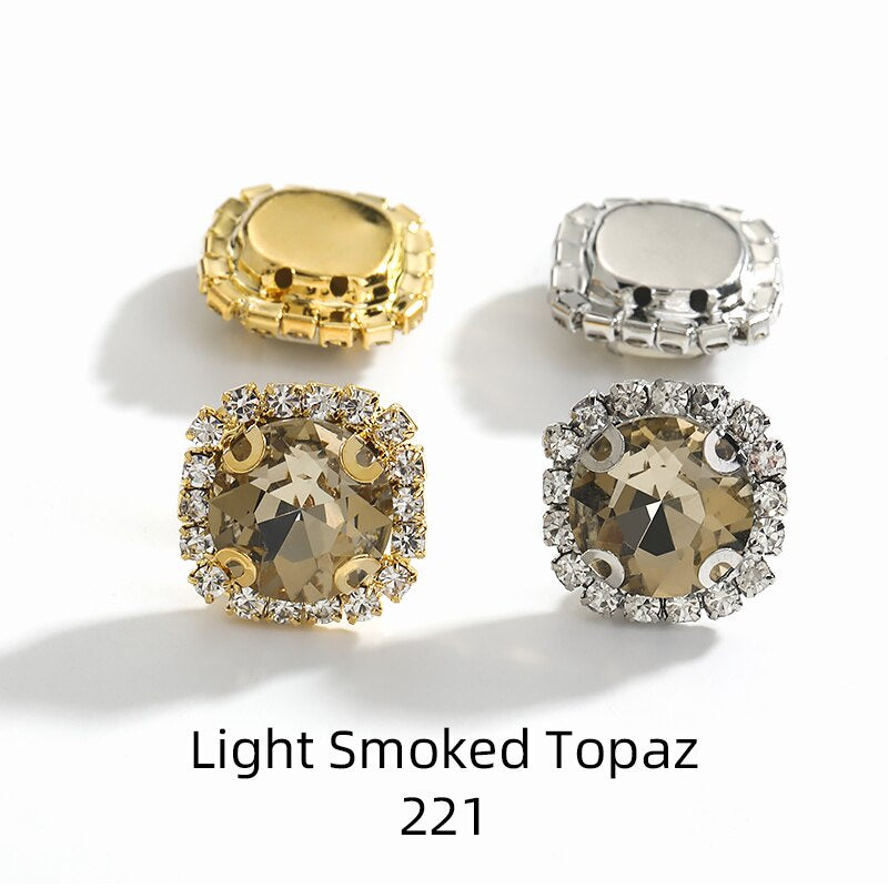 TonyBead12mm 10/20pcs Gemstone Flower Rhinestone Round Crystal Pointback Strass Jewerlry Stone With Claw DIY Sewing Buttons In Clothes