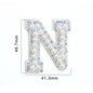 TonyBead 26 English Alphabet A-Z Pearl Letter Patches Rhinestone Patch Sewing On Patches Stripe Badge DIY Name