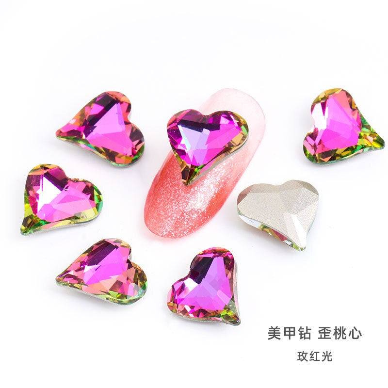 10pcs Rhinestones Nails Accessories Hearts Glass Parts Supplies Luxury Nail sticker Zircon Wholesale Crystals Glitters Jewelry